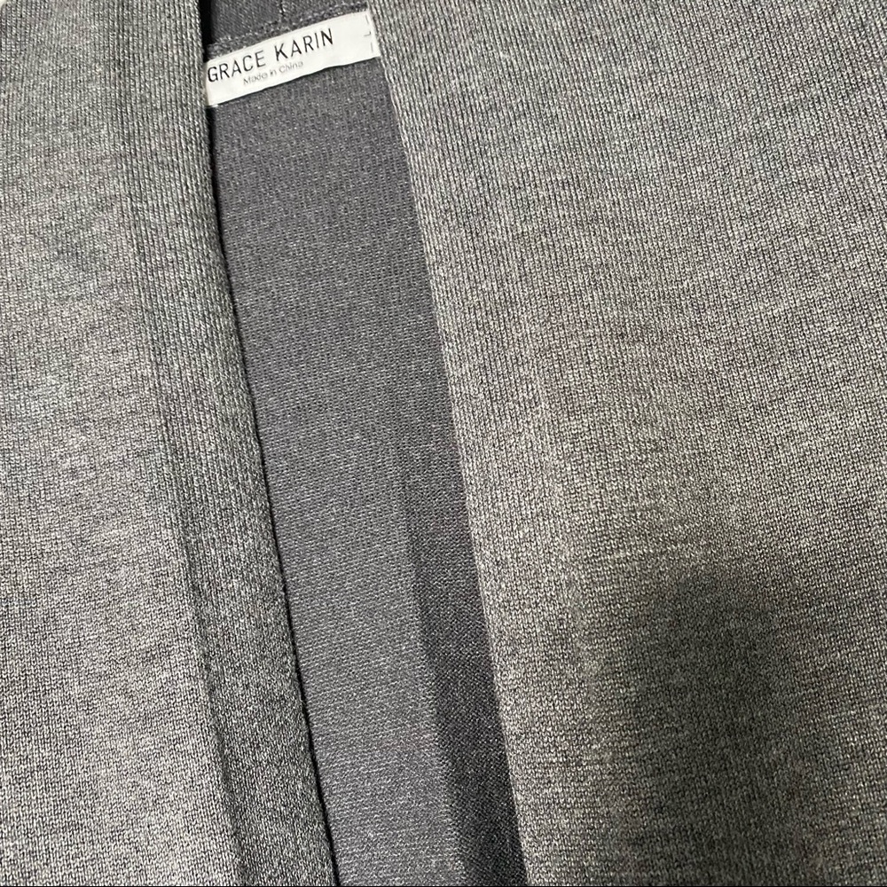 Grace Karin Long Gray Cardigan with Pockets - Picture 5 of 5